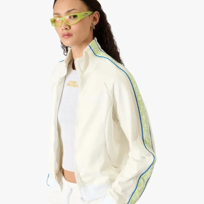 Weiße Laurel Track Zip-Jacke
