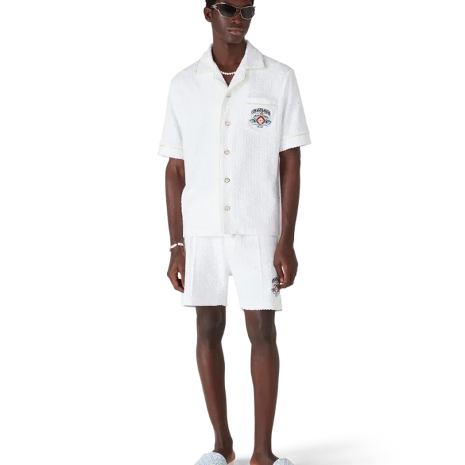 Weiße Monogram-Pool-Slides für Herren Weiße Monogram-Pool-Slides für Herren