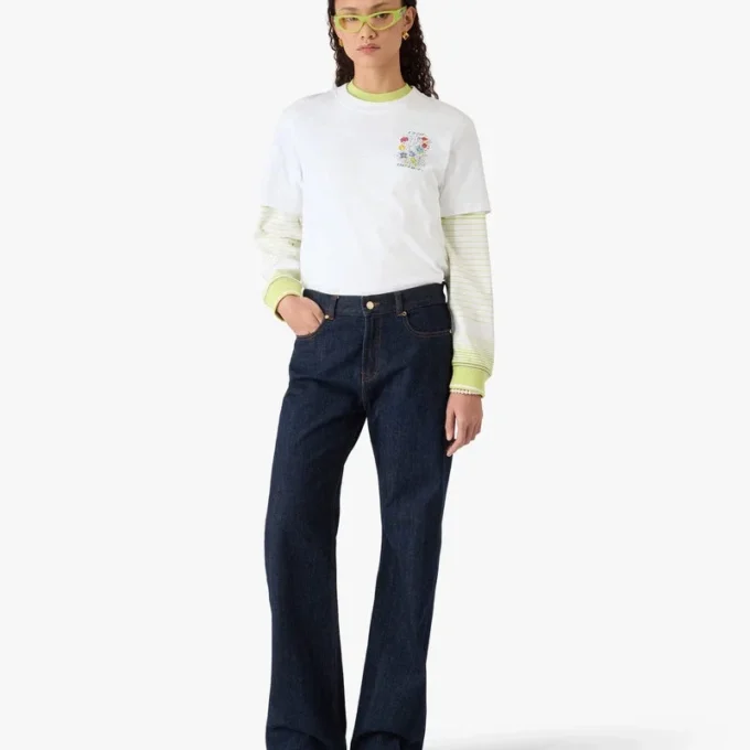 Weißes Graffiti-T-Shirt mit kurzen Ärmeln