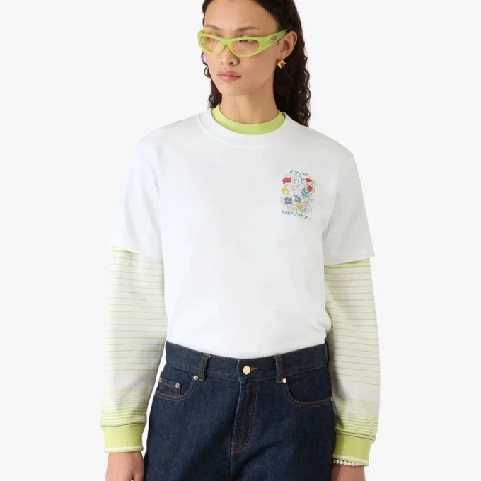 Weißes Graffiti-T-Shirt mit kurzen Ärmeln