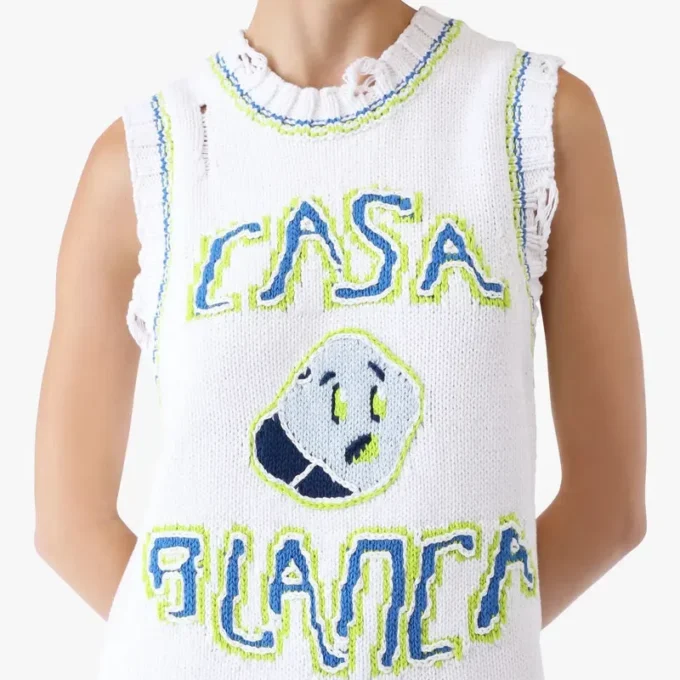 Weißes, handgestricktes Mini-Tank-Kleid Weißes, handgestricktes Mini-Tank-Kleid