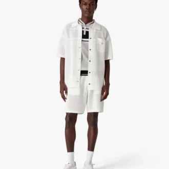 Weißes Kurzarm-Mesh-Shirt