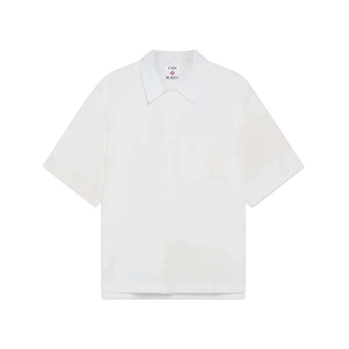 Weißes Monogramm-Kurzarmhemd Weißes Monogramm-Kurzarmhemd