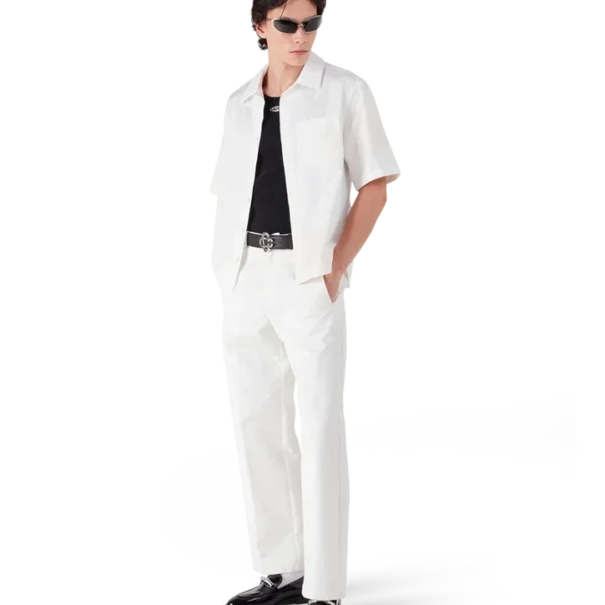 Weißes Monogramm-Kurzarmhemd Weißes Monogramm-Kurzarmhemd