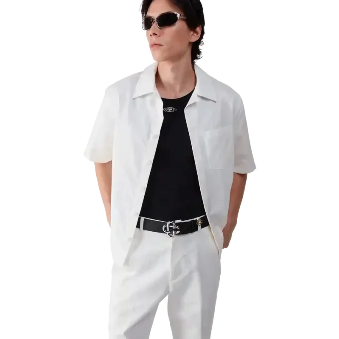 Weißes Monogramm-Kurzarmhemd Weißes Monogramm-Kurzarmhemd