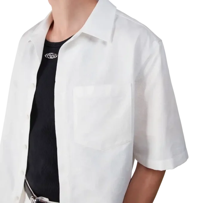 Weißes Monogramm-Kurzarmhemd Weißes Monogramm-Kurzarmhemd