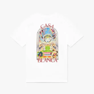 Weißes Tennis-Landschafts-T-Shirt mit kurzen Ärmeln