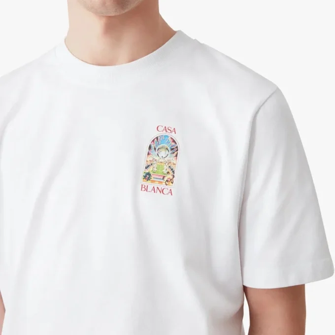 Weißes Tennis-Landschafts-T-Shirt mit kurzen Ärmeln