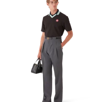 Wollhose mit Gürtelschlaufen an den Hosenbeinen